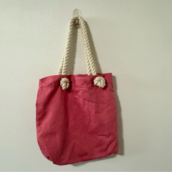 Roxy Canvas Tote Thick Rope Handles Embroidered Palm Tree-12x12x3” - Picture 2 of 10